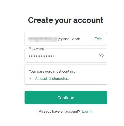 Введіть email та пароль щоб зареєструватися в gpt чаті