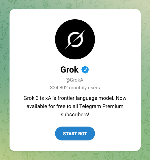 Чат-бот Grok вже доступний у Telegram Premium