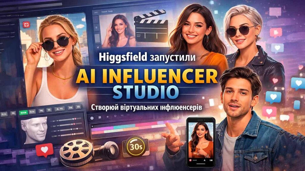 Віртуальні AI-інфлюенсери у студії Higgsfield для створення коротких відео