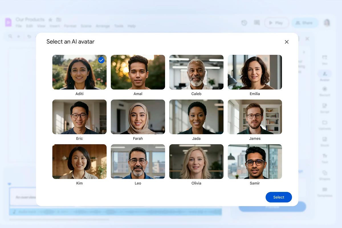 Google Vids AI avatars