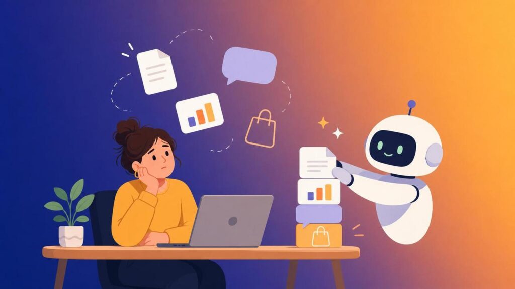 Абстрактна ілюстрація підприємця серед іконок сервісів-партнерів ChatGPT
