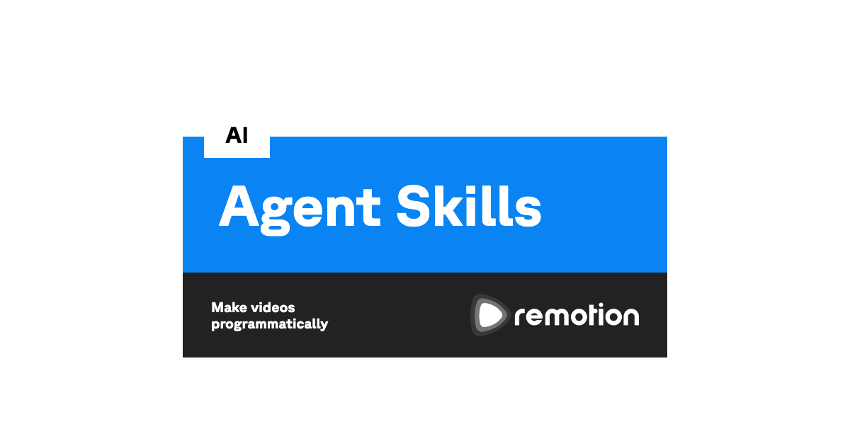 Офіційна обкладинка сторінки документації Remotion про Agent Skills для ШІ-агентів