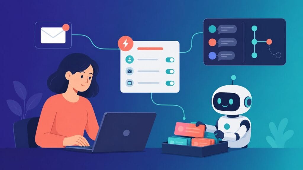 Користувачка налаштовує тригери Gmail, Slack і GitHub разом із ШІ-помічником