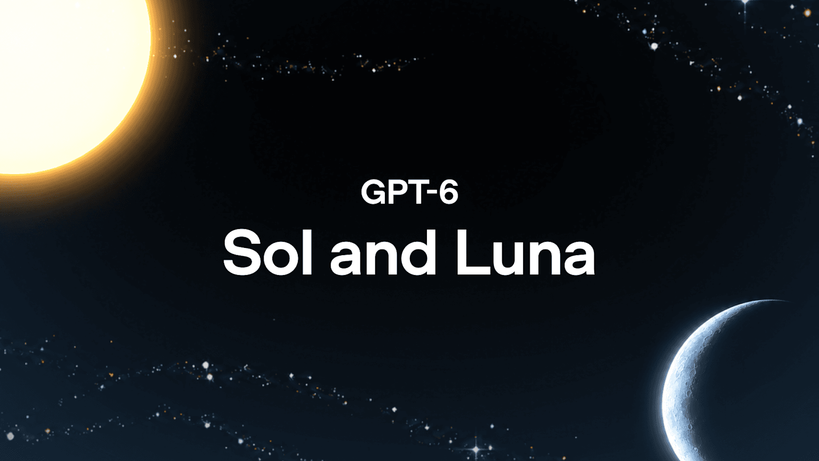 Сонце й півмісяць на темному зоряному тлі — графіка анонсу GPT-6