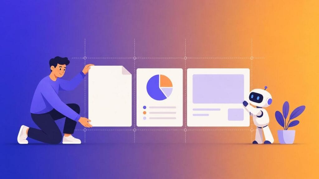 Фрілансер готує звіт і презентацію разом із роботом-помічником
